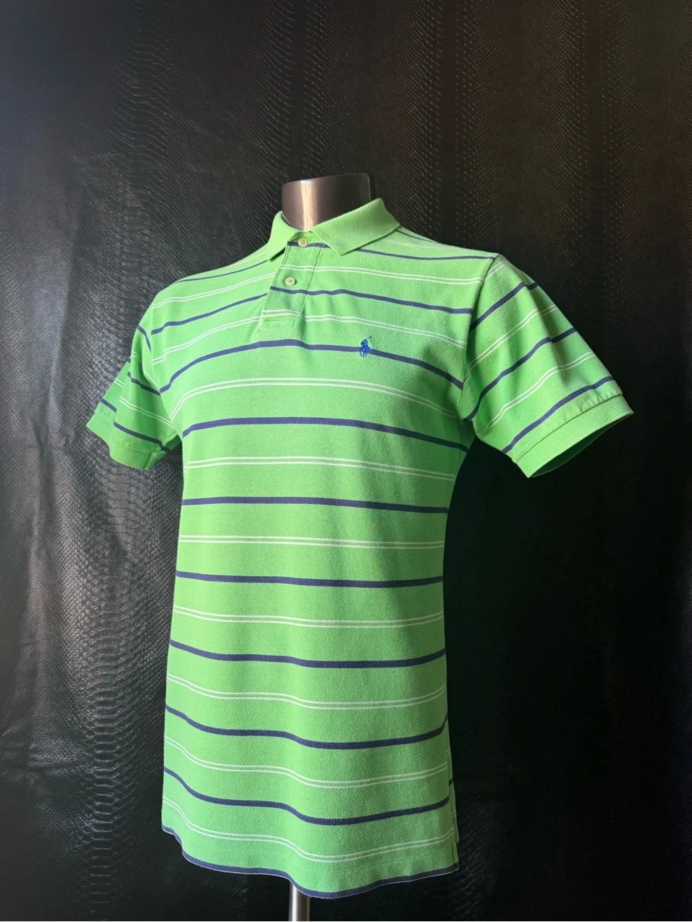 Polo Ralph Lauren Short Sleeve Polo Shirt Men’s Medium Lime Green Navy Stripe